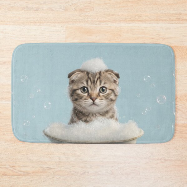 Item preview, Baby Scottish Fold Bubble Bath Cute Nursery Bathroom Art designed and sold by LazyOwlStore.