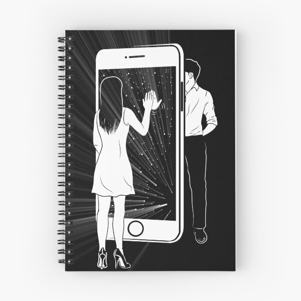 Item preview, Long Distance Love & Smartphone Illustration | Black and White Art designed and sold by Elite Wall Art.