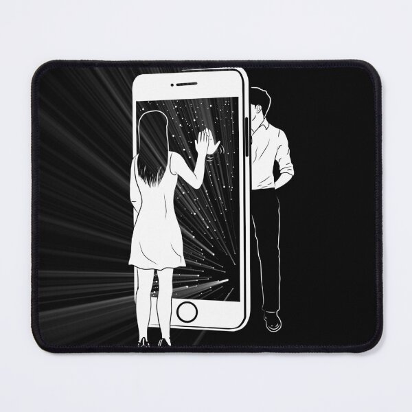 Item preview, Long Distance Love & Smartphone Illustration | Black and White Art designed and sold by Elite Wall Art.