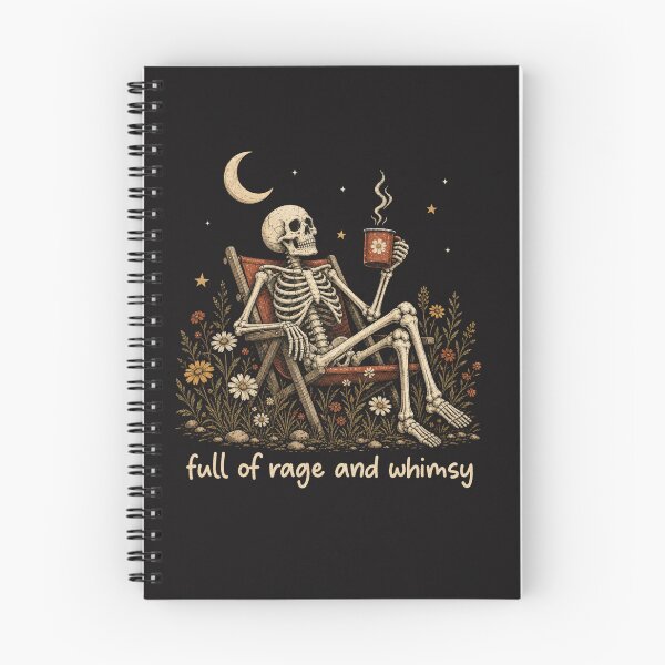 Item preview, Full of Rage and Whimsy Skeleton Coffee Vintage Gothic Tee designed and sold by Clairenity Studio.