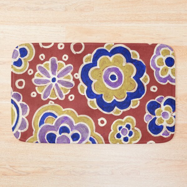 Item preview, Bold Folk Flowers on Terracotta Red designed and sold by Fani*.