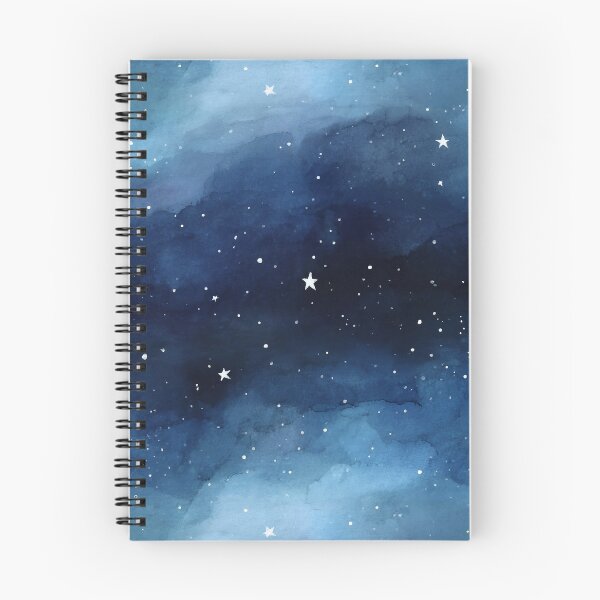 Item preview, Starry Night Sky Pattern Indigo Blue Watercolor Clouds designed and sold by Nine Lives Studio.