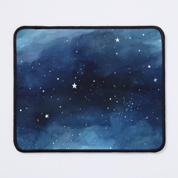 Item preview, Starry Night Sky Pattern Indigo Blue Watercolor Clouds designed and sold by Nine Lives Studio.