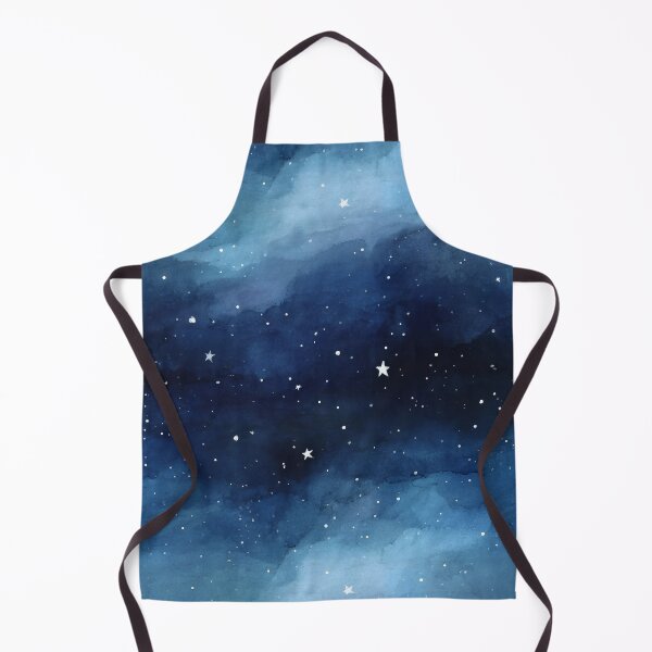 Item preview, Starry Night Sky Pattern Indigo Blue Watercolor Clouds designed and sold by Nine Lives Studio.