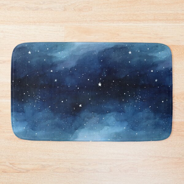 Item preview, Starry Night Sky Pattern Indigo Blue Watercolor Clouds designed and sold by Nine Lives Studio.