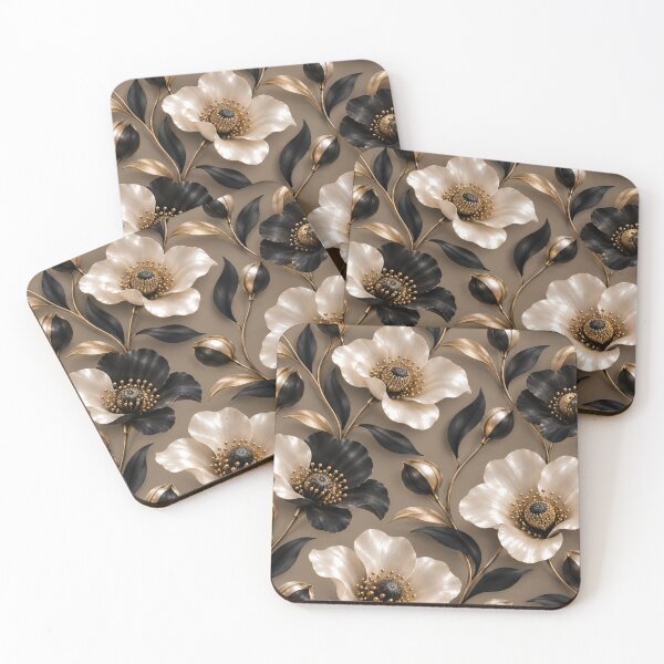 Item preview, Pearl & Black Floral Pattern designed and sold by LiMarchee.