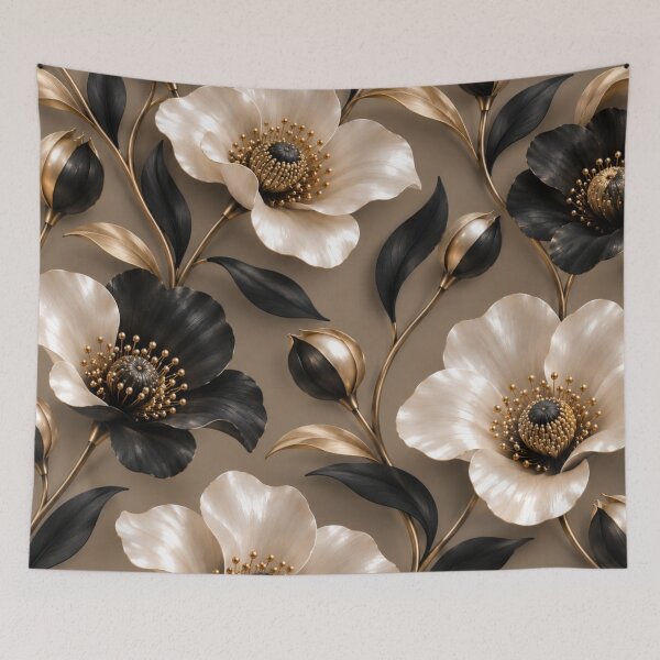 Item preview, Pearl & Black Floral Pattern designed and sold by LiMarchee.