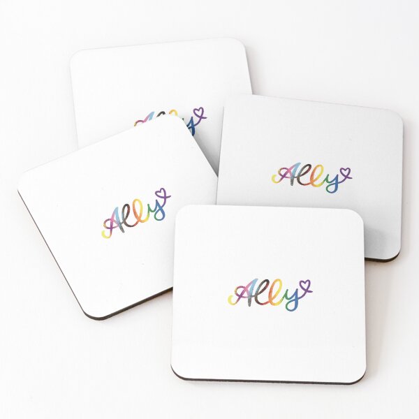 Item preview, Ally in rainbow colors handwritten typography LGBTQIA designed and sold by anneloni.