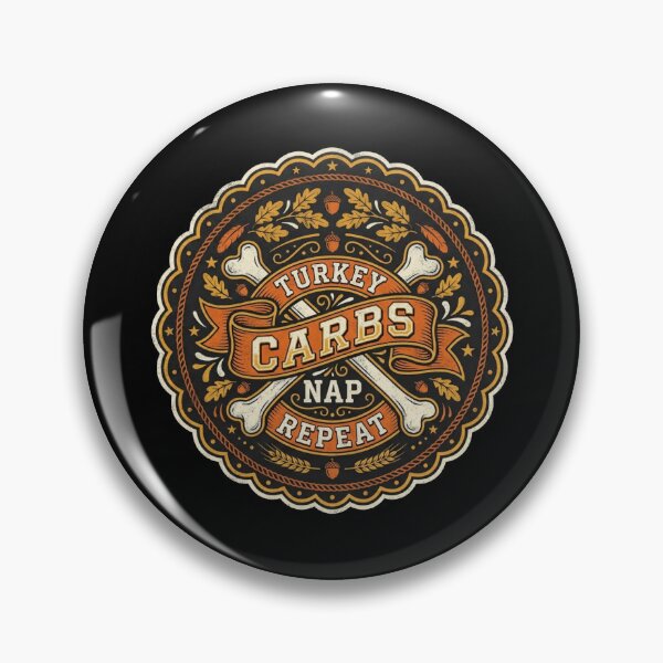Item preview, Turkey Carbs Nap Repeat Funny Thanksgiving Crossbones Emblem designed and sold by TeNovaStudio ⭐⭐⭐⭐⭐.
