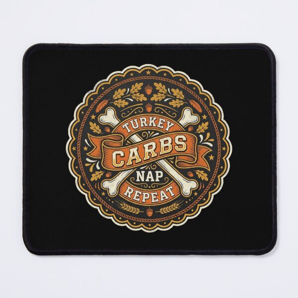 Item preview, Turkey Carbs Nap Repeat Funny Thanksgiving Crossbones Emblem designed and sold by TeNovaStudio ⭐⭐⭐⭐⭐.