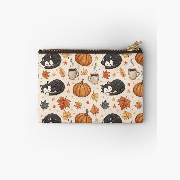 Item preview, Cozy Autumn Black Cat & Coffee Pattern | Cute Fall Pumpkins and Leaves designed and sold by NinthLantern.