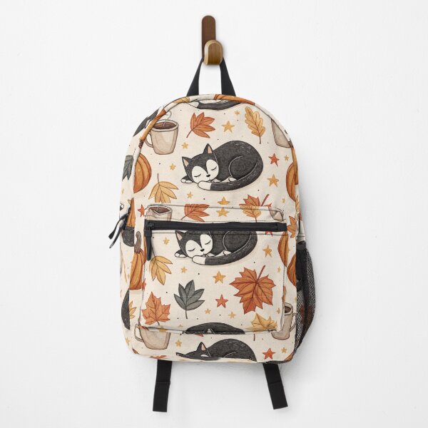Item preview, Cozy Autumn Black Cat & Coffee Pattern | Cute Fall Pumpkins and Leaves designed and sold by NinthLantern.