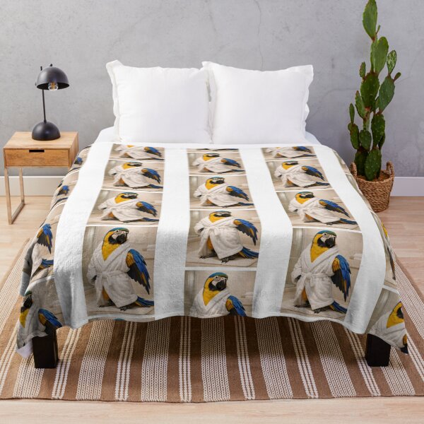 Item preview, Blue and Gold Macaw Bathrobe designed and sold by Sillytoe.