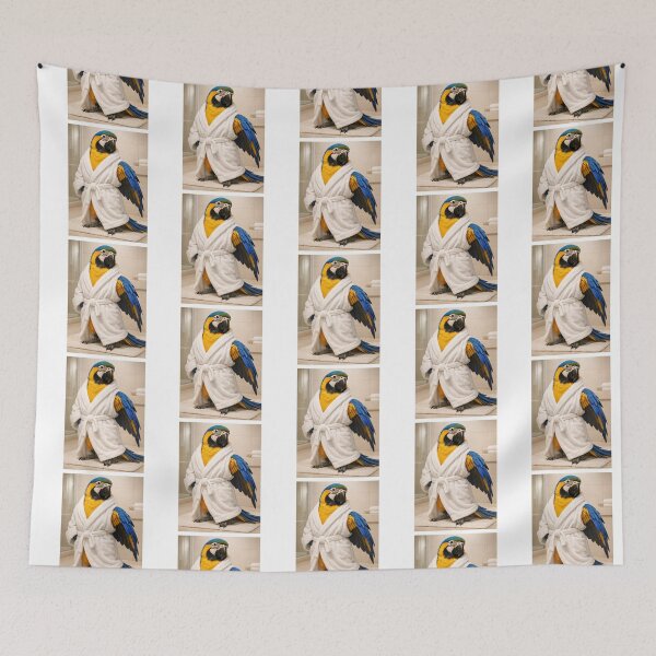Item preview, Blue and Gold Macaw Bathrobe designed and sold by Sillytoe.