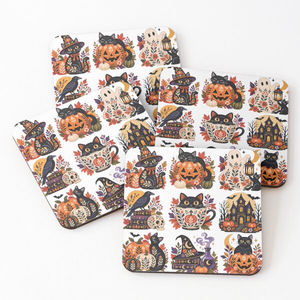 Item preview, Halloween Black Cat Folk Art Set designed and sold by Gold Turtle  Lina.