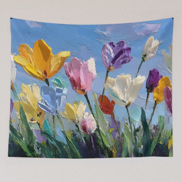 Item preview, Purple Tulips Botanical Art Colorful Floral Decor designed and sold by AutoPopStudio.