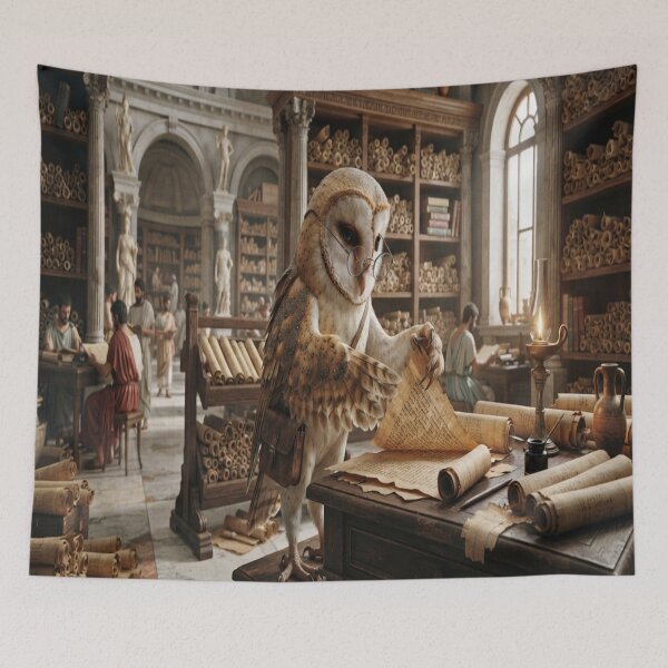 Item preview, Magical Owl in an Ancient Library designed and sold by AfresStudio.