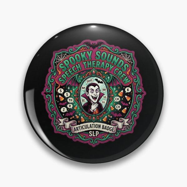 Item preview, Spooky Sounds Speech Therapy Crew Dracula Articulation Badge SLP Halloween designed and sold by TeNovaStudio ⭐⭐⭐⭐⭐.