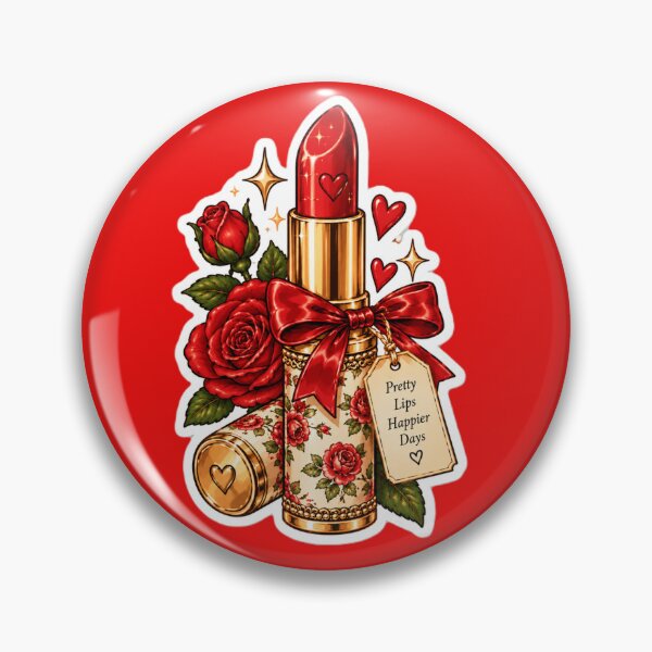Item preview, Vintage Red Lipstick Aesthetic – Romantic Rose & Bow Beauty Sticker designed and sold by AstraDrip Studio.