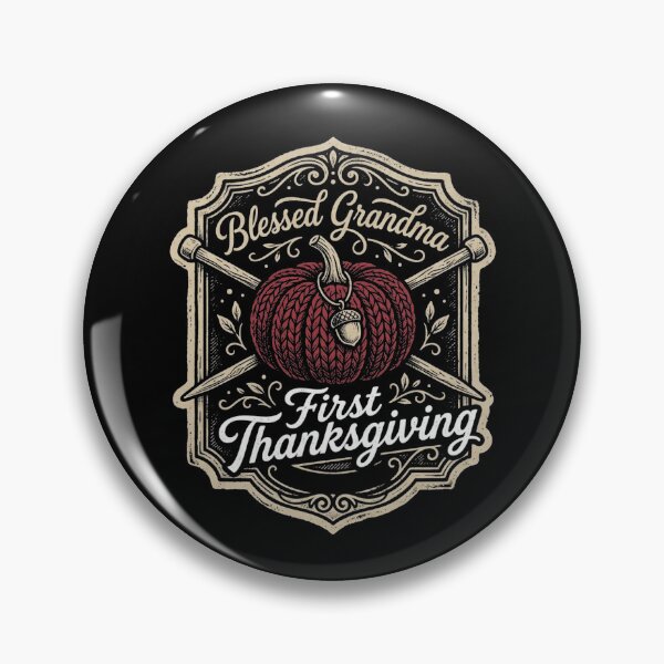 Item preview, Blessed Grandma First Thanksgiving Knitted Pumpkin Vintage Crest designed and sold by TeNovaStudio ⭐⭐⭐⭐⭐.