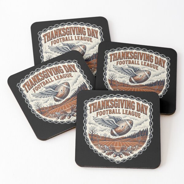 Item preview, Thanksgiving Day Football League Flying Ball Shield Crest designed and sold by TeNovaStudio ⭐⭐⭐⭐⭐.
