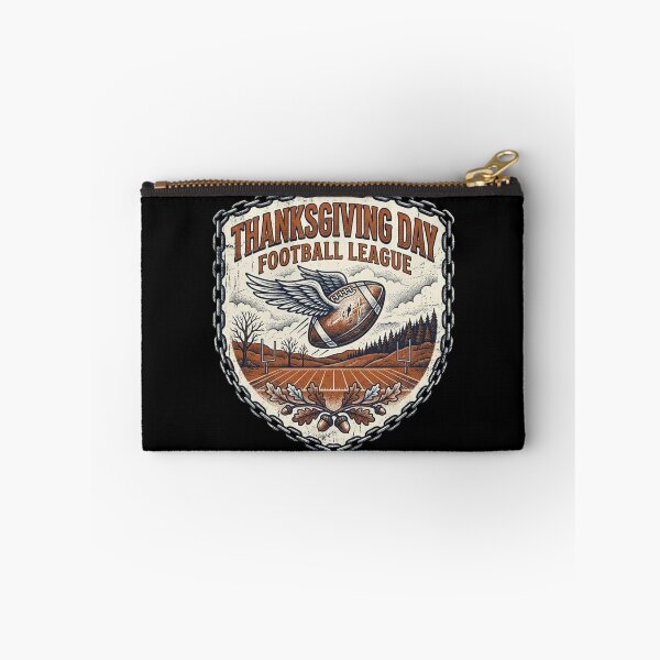 Item preview, Thanksgiving Day Football League Flying Ball Shield Crest designed and sold by TeNovaStudio ⭐⭐⭐⭐⭐.
