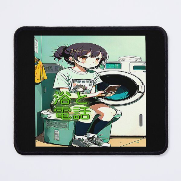 Item preview, Humourous Anime Inspirational Images GIRL,BATH & PHONE[浴と電話]. designed and sold by Giulivo Store Graphic.
