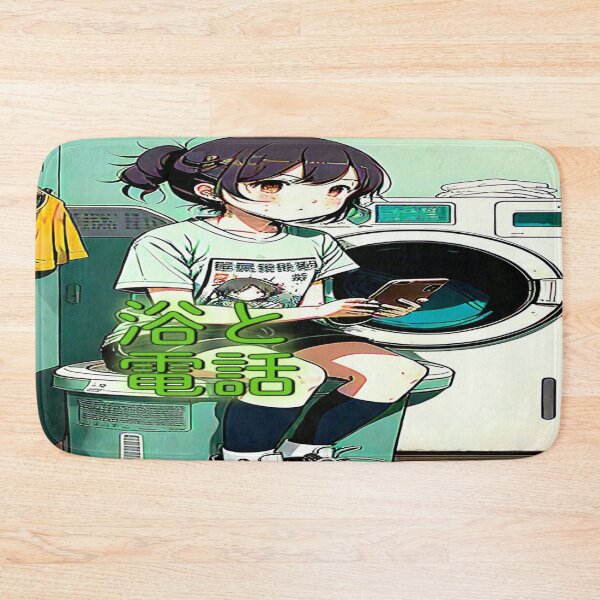 Item preview, Humourous Anime Inspirational Images GIRL,BATH & PHONE[浴と電話]. designed and sold by Giulivo Store Graphic.