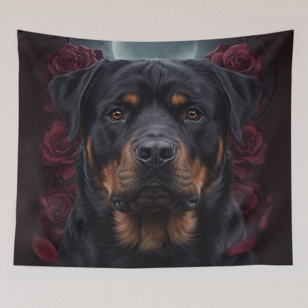 Item preview, Gothic Rottweiler Dark Rose Dog Portrait designed and sold by JanjjaSoulInk.