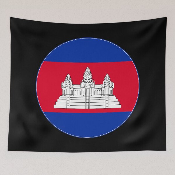 Aperçu de l'œuvre Icône ronde du drapeau du Cambodge | Élément de bouton circulaire du drapeau cambodgien créée et vendue par NTGUILTY.