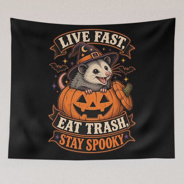 Item preview, Funny Possum Witch Halloween Live Fast Eat Trash designed and sold by Ridaelb.