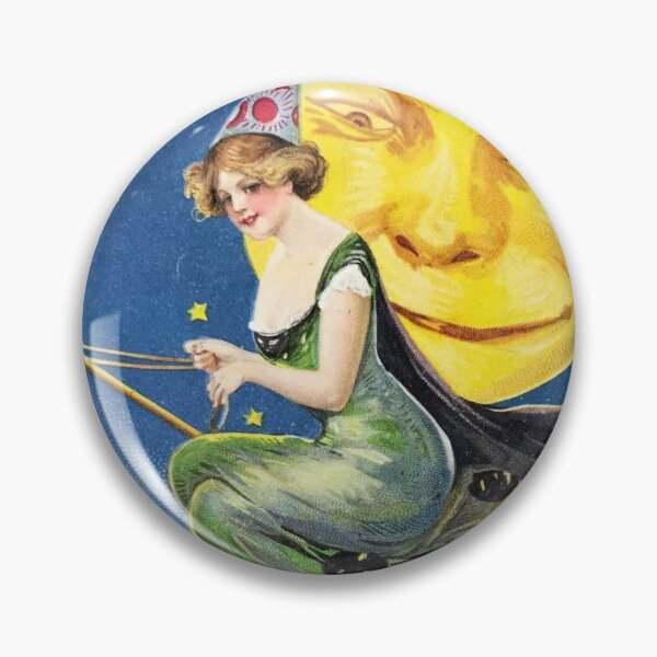 Item preview, Vintage Halloween Witch and a Smiling Moon from a 1911 design designed and sold by forgottenbeauty.