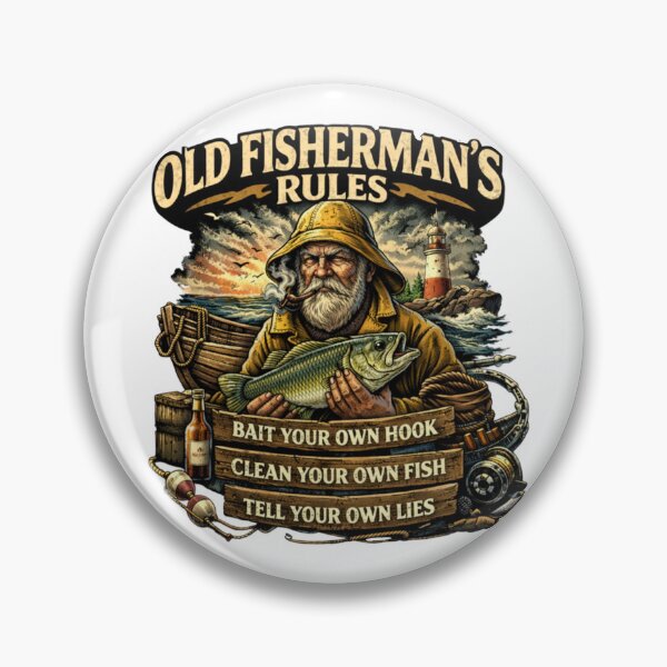 Item preview, Old Fisherman’s Rules – Funny Fishing Humor designed and sold by Classic Chaos Creations.