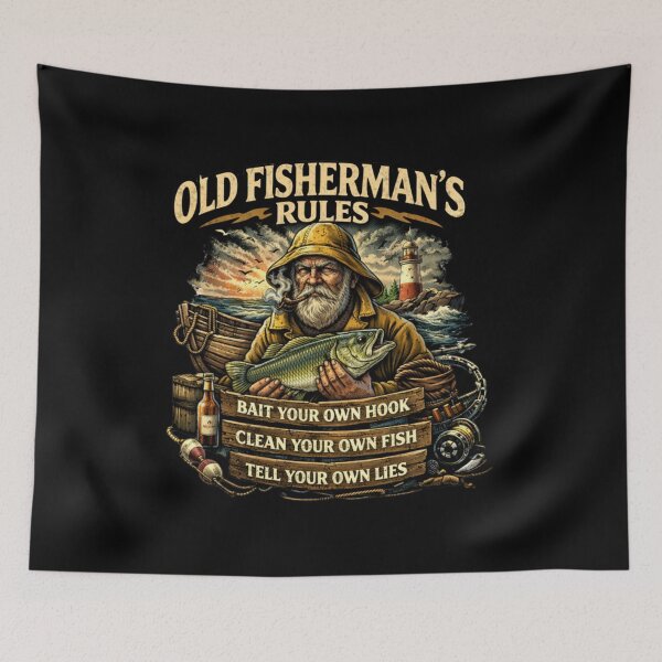 Item preview, Old Fisherman’s Rules – Funny Fishing Humor designed and sold by Classic Chaos Creations.