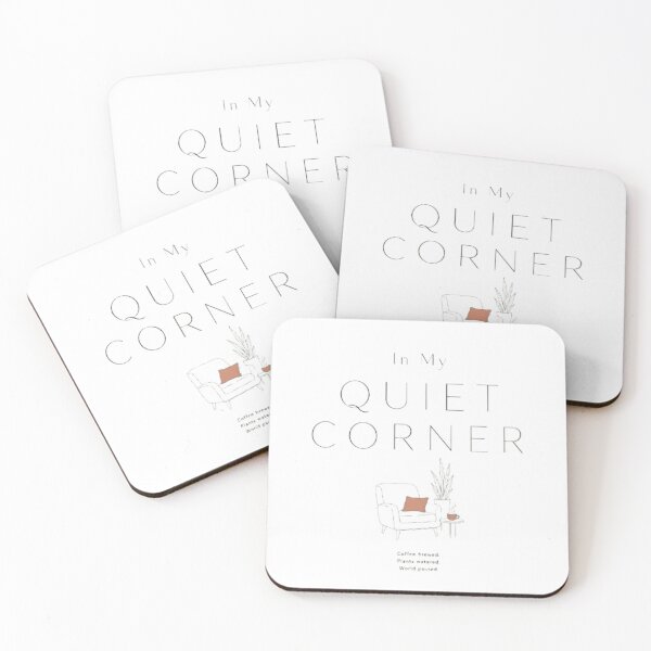 Item preview, In My Quiet Corner | Minimalist Line Art Introvert Coffee Plant Quote | Calm Aesthetic T-Shirt & Tote Bag designed and sold by Final Chance Designs⭐️⭐️⭐️⭐️⭐️.