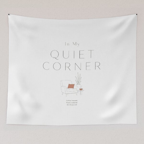 Item preview, In My Quiet Corner | Minimalist Line Art Introvert Coffee Plant Quote | Calm Aesthetic T-Shirt & Tote Bag designed and sold by Final Chance Designs⭐️⭐️⭐️⭐️⭐️.
