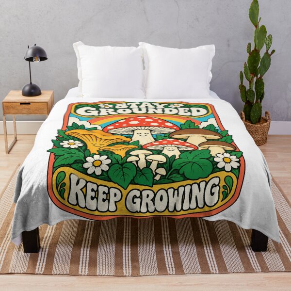 Item preview, Stay Grounded Keep Growing Retro Mushroom Art designed and sold by SayMaria.