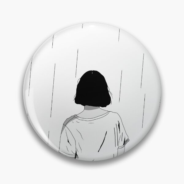 Item preview, Solitude in the Rain | Minimalist Black and White Line Art Illustration designed and sold by Elite Wall Art.