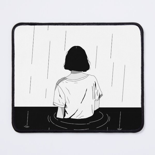 Item preview, Solitude in the Rain | Minimalist Black and White Line Art Illustration designed and sold by Elite Wall Art.
