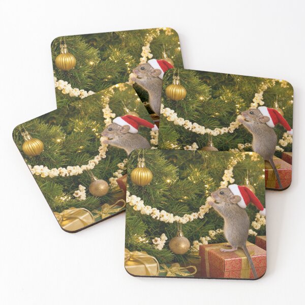 Item preview, Christmas Mouse Eating Popcorn on a Holiday Tree designed and sold by Maria Dryfhout.