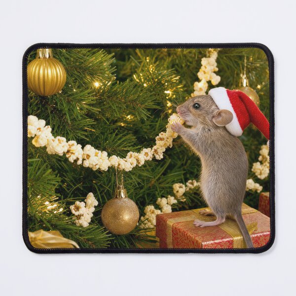 Item preview, Christmas Mouse Eating Popcorn on a Holiday Tree designed and sold by Maria Dryfhout.