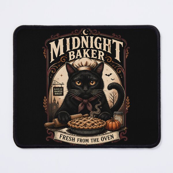 Item preview, Midnight Baker Black Cat Halloween Retro Poster designed and sold by RoyesButler.
