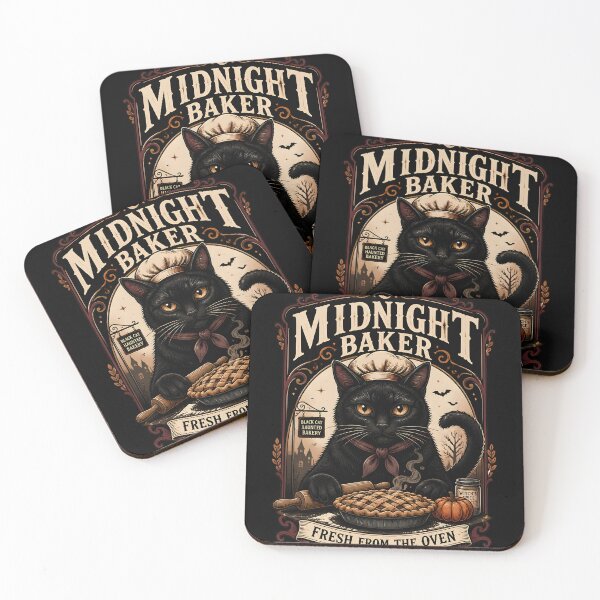 Item preview, Midnight Baker Black Cat Halloween Retro Poster designed and sold by RoyesButler.