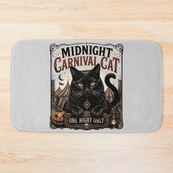 Item preview, Midnight Carnival Cat Black Cat Halloween Retro Poster designed and sold by BernoNickel.