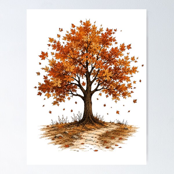 Item preview, Autumn tree – oak with autumn leaves designed and sold by KALIMOOO.