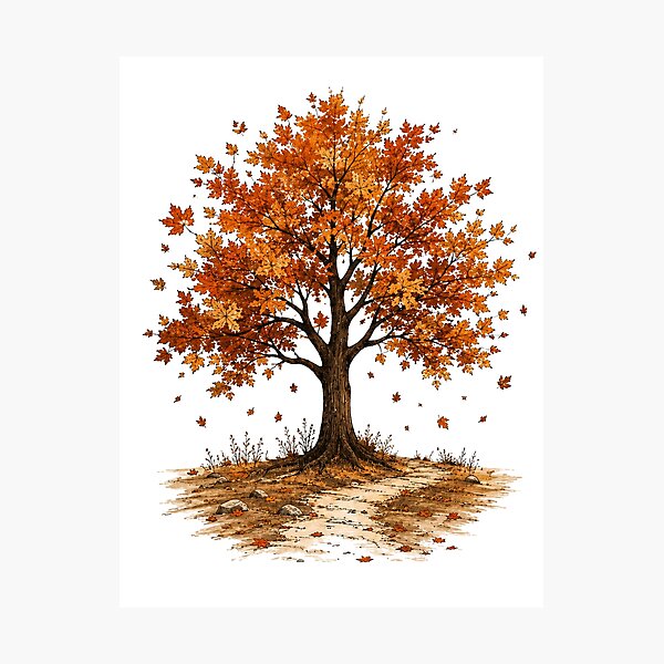 Item preview, Autumn tree – oak with autumn leaves designed and sold by KALIMOOO.