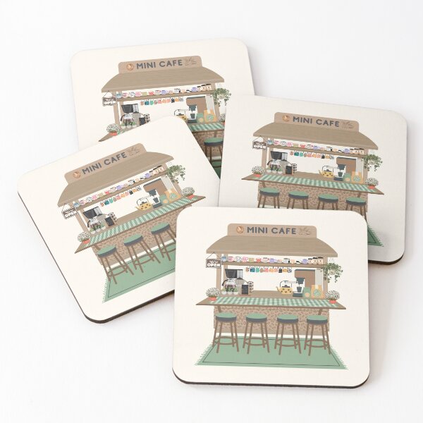 Item preview, Cozy Mini Coffee Cart Kiosk Aesthetic Illustration designed and sold by HBBS DESIGNS.