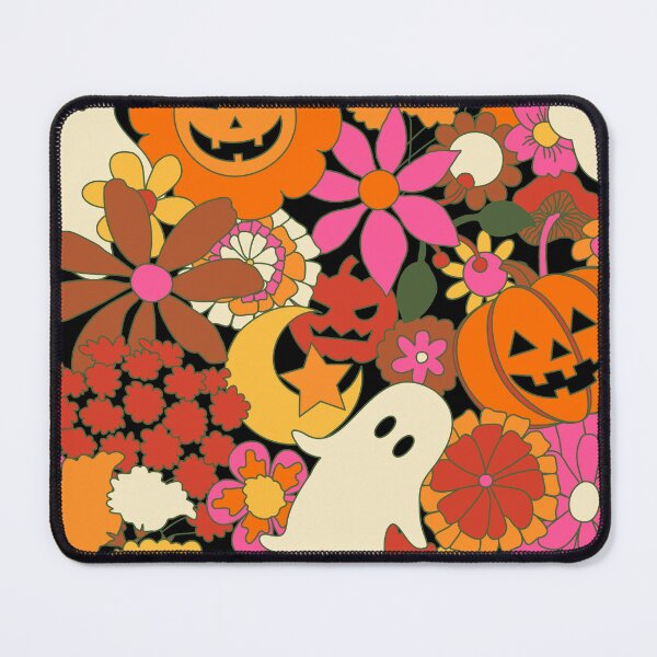Item preview, Groovy Ghosts Halloween Floral in Black and Orange designed and sold by YesterdayColl.