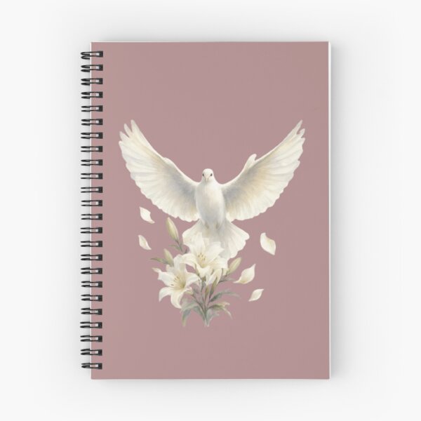 Item preview, white dove, botanical elements, floating details, digital watercolor designed and sold by XertHardcore.