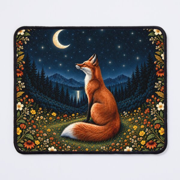 Item preview, Wild Red Fox Under the Moon in Enchanted Wildflower Forest designed and sold by DaisyHouse.